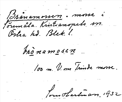 Bild på arkivkortet för arkivposten Brånamossen