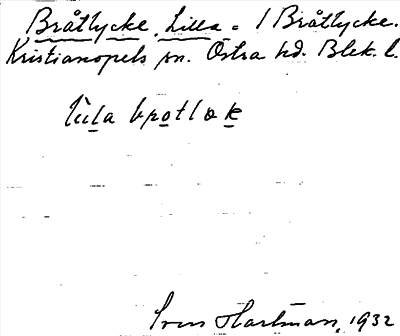 Bild på arkivkortet för arkivposten Bråtlycke, Lilla