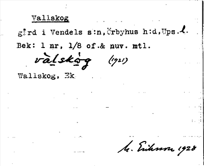 Bild på arkivkortet för arkivposten Vallskog