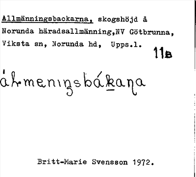 Bild på arkivkortet för arkivposten Allmänningsbackarna