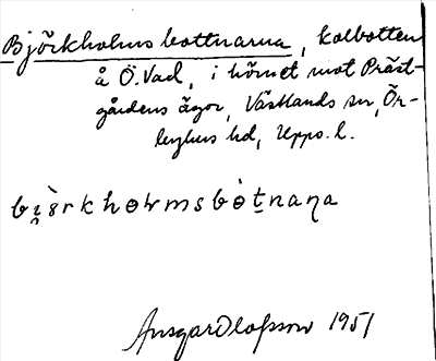 Bild på arkivkortet för arkivposten Björkholms bottnarna