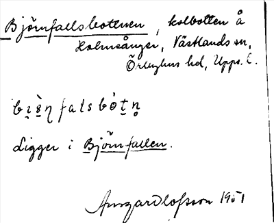 Bild på arkivkortet för arkivposten Björnfallsbottnen