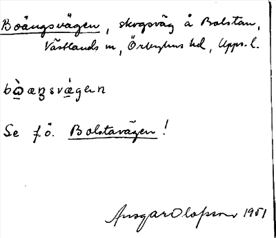 Bild på arkivkortet för arkivposten Boängsvägen