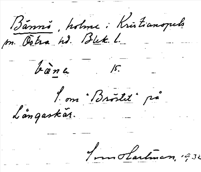 Bild på arkivkortet för arkivposten Bännö