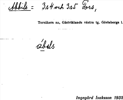 Bild på arkivkortet för arkivposten Abbils