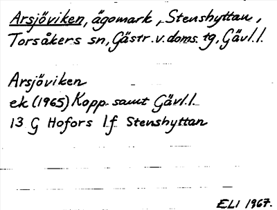 Bild på arkivkortet för arkivposten Arsjöviken