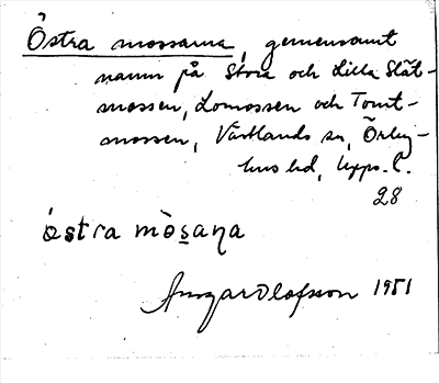 Bild på arkivkortet för arkivposten Östra mossarna