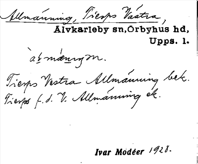 Bild på arkivkortet för arkivposten Allmänning, Tierps Västra