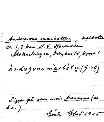 Bild på arkivkortet för arkivposten Anderssons marbotten