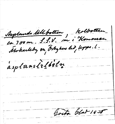 Bild på arkivkortet för arkivposten Asplunds lillbotten