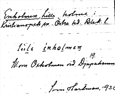 Bild på arkivkortet för arkivposten Enholmen, Lilla