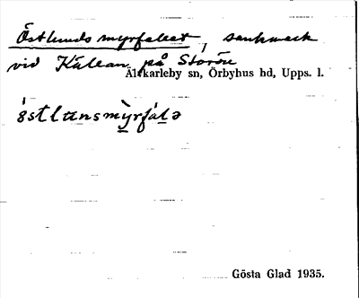 Bild på arkivkortet för arkivposten Östlunds myrfallet