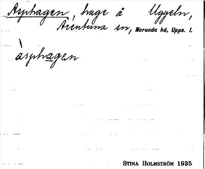 Bild på arkivkortet för arkivposten Asphagen