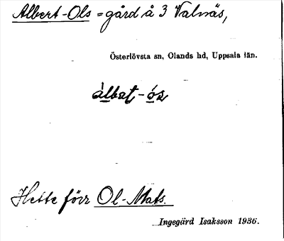 Bild på arkivkortet för arkivposten Albert-Ols