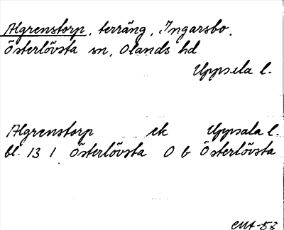 Bild på arkivkortet för arkivposten Algrenstorp