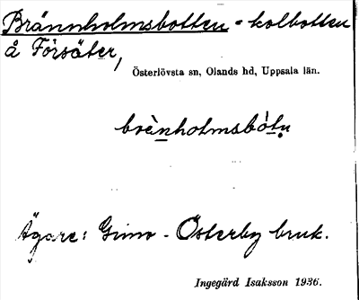 Bild på arkivkortet för arkivposten Brännholmsbotten