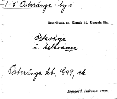 Bild på arkivkortet för arkivposten Österänge