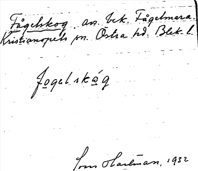 Bild på arkivkortet för arkivposten Fågelskog