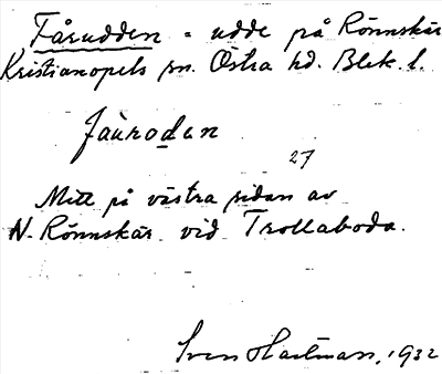Bild på arkivkortet för arkivposten Fårudden