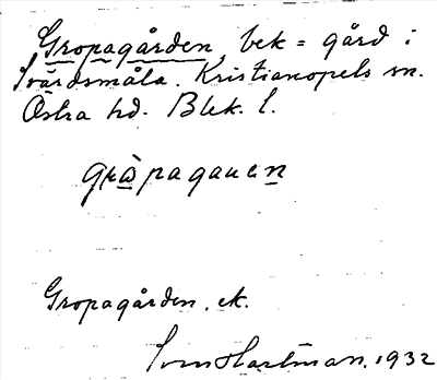 Bild på arkivkortet för arkivposten Gropagården