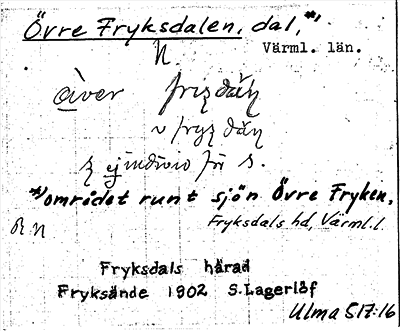 Bild på arkivkortet för arkivposten Övre Fryksdalen