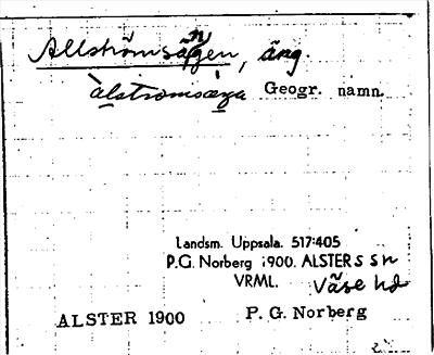Bild på arkivkortet för arkivposten Allströmsängen