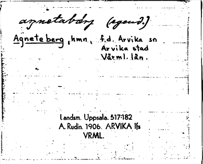 Bild på arkivkortet för arkivposten Agneteberg