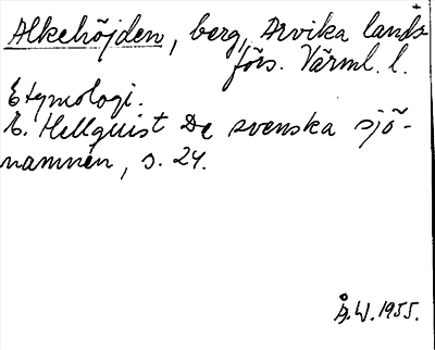 Bild på arkivkortet för arkivposten Alkehöjden