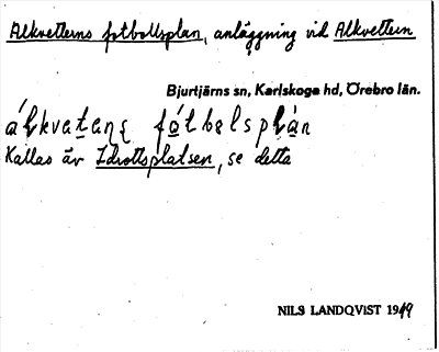 Bild på arkivkortet för arkivposten Alkvetterns fotbollsplan