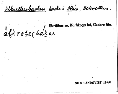 Bild på arkivkortet för arkivposten Alkvettersbacken