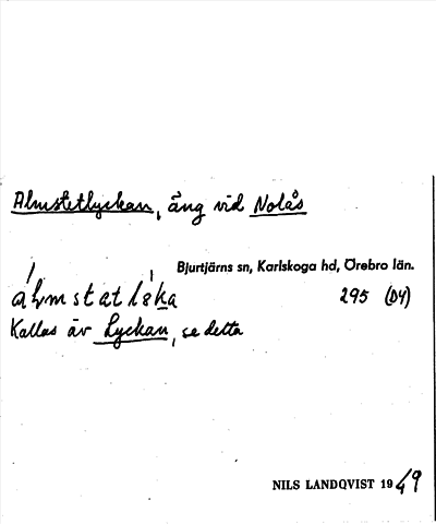 Bild på arkivkortet för arkivposten Alstedtlyckan