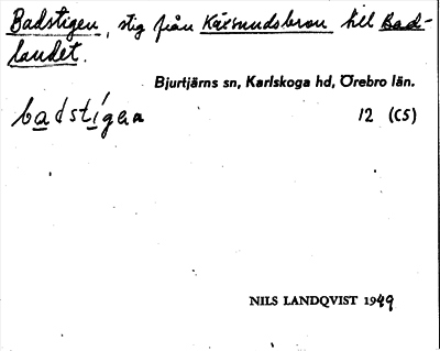 Bild på arkivkortet för arkivposten Badstigen