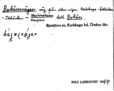 Bild på arkivkortet för arkivposten Bokärrsvägen