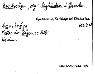 Bild på arkivkortet för arkivposten Bovikssågen