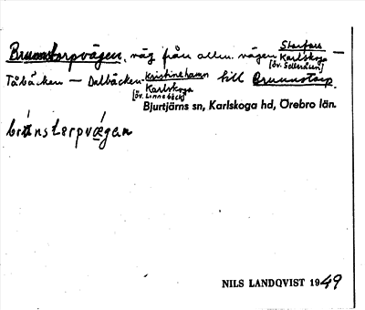 Bild på arkivkortet för arkivposten Brunnstorpvägen