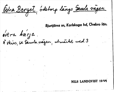 Bild på arkivkortet för arkivposten Östra Berget