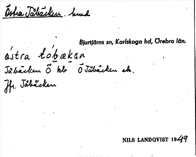 Bild på arkivkortet för arkivposten Östra Tåbäcken