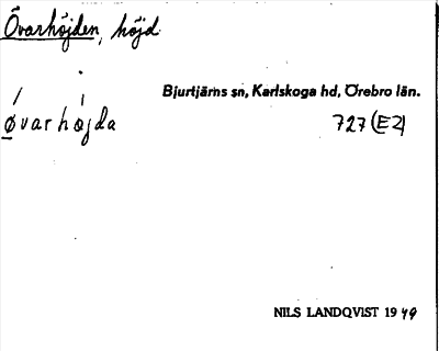 Bild på arkivkortet för arkivposten Övarhöjden