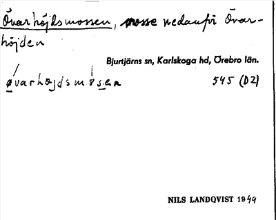 Bild på arkivkortet för arkivposten Övarhöjdsmossen