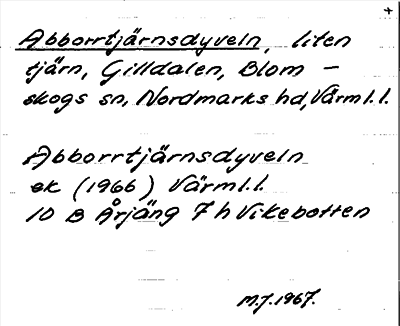 Bild på arkivkortet för arkivposten Abborrtjärnsdyveln