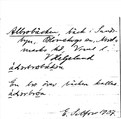 Bild på arkivkortet för arkivposten Albrobäcken
