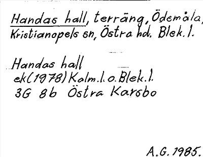 Bild på arkivkortet för arkivposten Handas hall