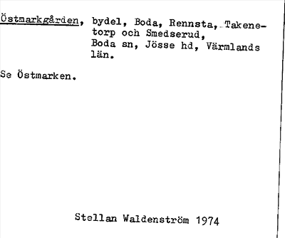 Bild på arkivkortet för arkivposten Östmarkgården