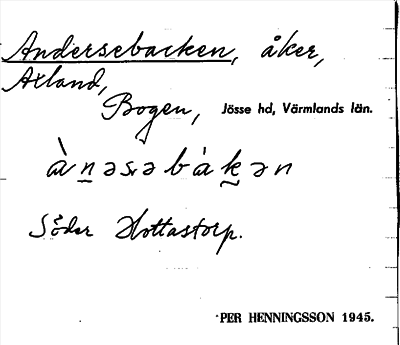 Bild på arkivkortet för arkivposten Andersebacken