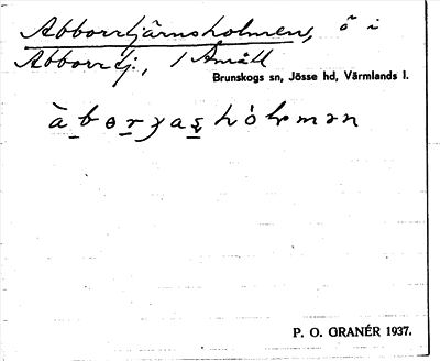Bild på arkivkortet för arkivposten Abborrtjärnsholmen