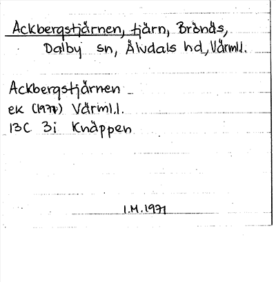 Bild på arkivkortet för arkivposten Ackbergstjärnen