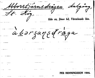 Bild på arkivkortet för arkivposten Abborrtjärnsdrågen