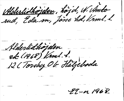 Bild på arkivkortet för arkivposten Alderlidhöjden
