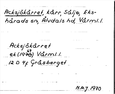 Bild på arkivkortet för arkivposten Acksjökärret