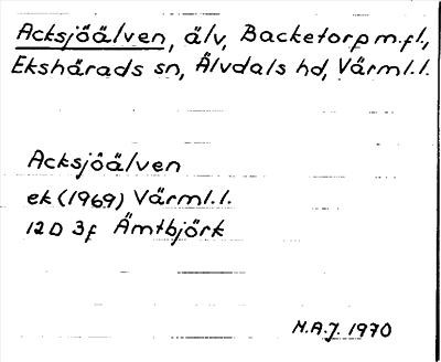 Bild på arkivkortet för arkivposten Acksjöälven